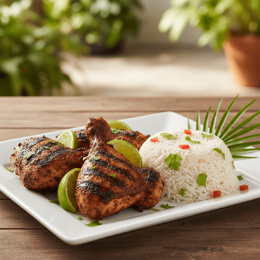 Grilled jerk chicken with island heat seasoning